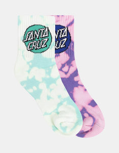 Santa Cruz Other Dot Mid Sock 2 Pack - Pale Pink T-Dye Green Tie Dye