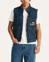 Load image into Gallery viewer, Wrangler Steedy Denim Bomber Vest - Bucking Blues
