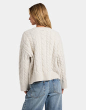Load image into Gallery viewer, RVCA Cable V Neck Sweater - Star White
