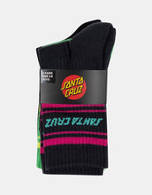 Load image into Gallery viewer, Santa Cruz Multi Split Strip 3 Pack Crew Sock - Off Black/Light Green/Black
