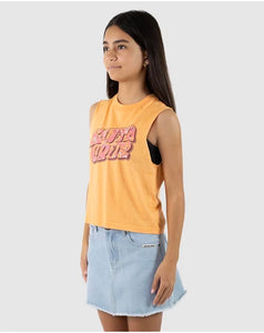 Santa Cruz Vibes Frill Front Muscle Tee - Orange