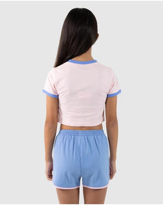 Santa Cruz Balloon Heart Chest Baby Tee - Pink/Blue