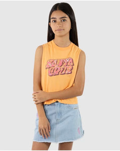 Santa Cruz Vibes Frill Front Muscle Tee - Orange