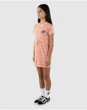 Load image into Gallery viewer, Santa Cruz Oval Mono Dot Short Sleeve Tee Dress - Orange Stripe
