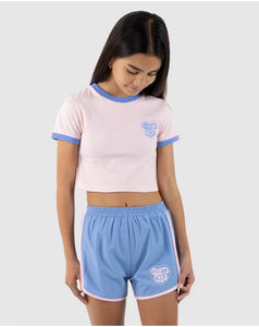 Santa Cruz Balloon Heart Chest Baby Tee - Pink/Blue