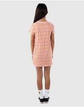 Load image into Gallery viewer, Santa Cruz Oval Mono Dot Short Sleeve Tee Dress - Orange Stripe
