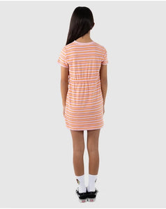 Santa Cruz Oval Mono Dot Short Sleeve Tee Dress - Orange Stripe