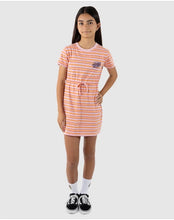 Load image into Gallery viewer, Santa Cruz Oval Mono Dot Short Sleeve Tee Dress - Orange Stripe
