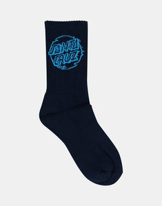 Santa Cruz Youth Vivid Dot Mono Crew Sock - Navy/Lime/Turquoise