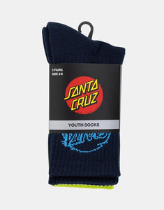 Santa Cruz Youth Vivid Dot Mono Crew Sock - Navy/Lime/Turquoise