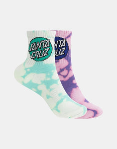 Santa Cruz Other Dot Mid Sock 2 Pack - Pale Pink T-Dye Green Tie Dye