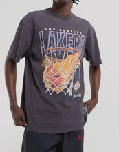 Load image into Gallery viewer, Mitchell &amp; Ness Lakers Fire &amp; Lightning Tee - Faded Black
