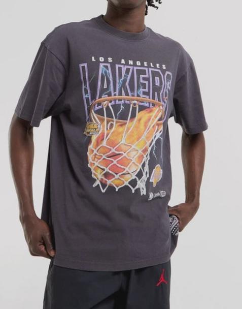 Mitchell & Ness Lakers Fire & Lightning Tee - Faded Black