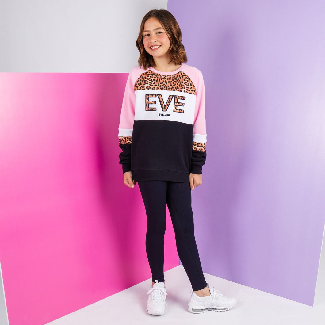 Eve Girl Leopard II Panel Crew (8-14) - Hot Pink