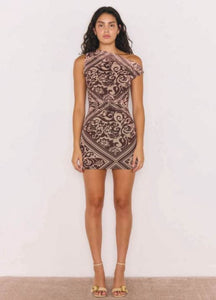MINKPINK Lumi Mesh Mini Dress - Chocolate