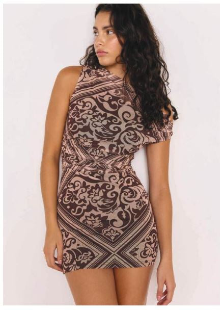 MINKPINK Lumi Mesh Mini Dress - Chocolate
