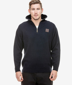 Swanndri Mariner Zip Neck Sweater - Navy