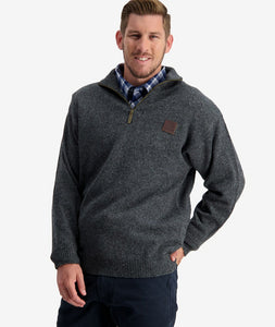 Swanndri Mariner Zip Neck Sweater - Charcoal Marle