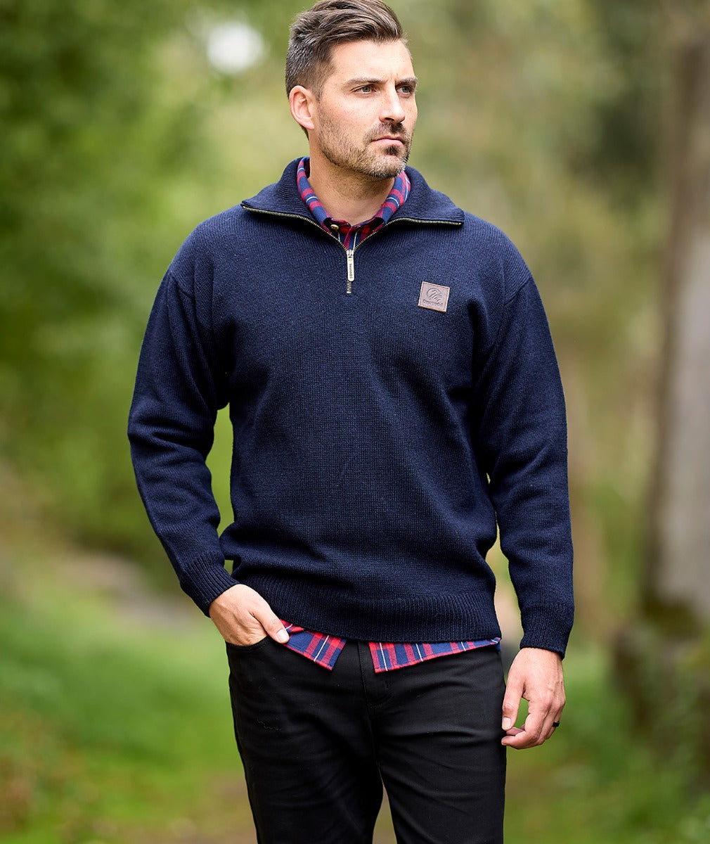 Swanndri Mariner Zip Neck Sweater - Navy