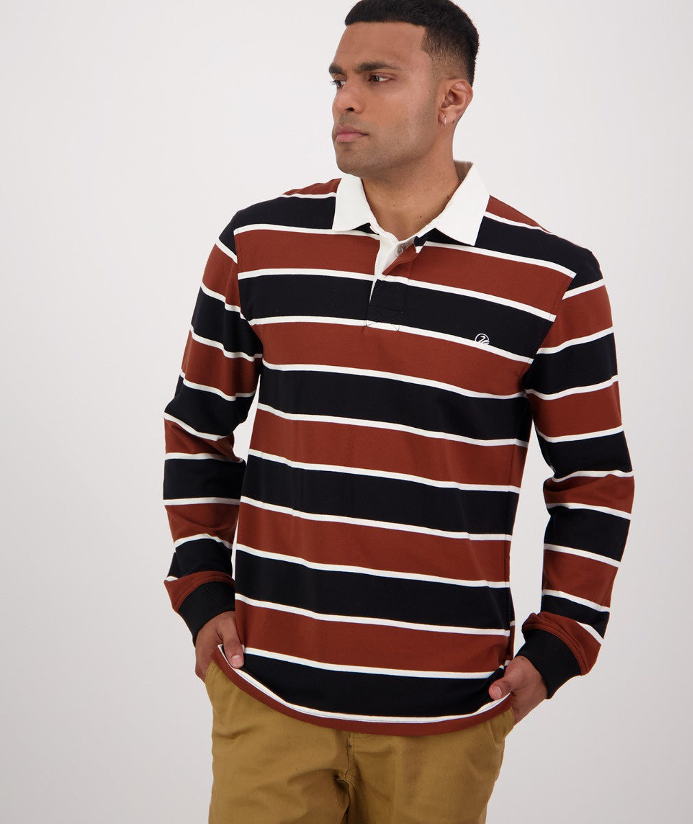 Swanndri Whitson L/S Rugby Top - Brown/Black