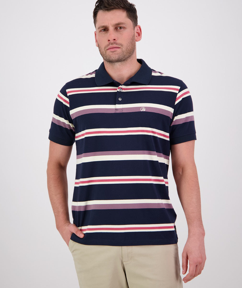 Swanndri Winffred Stripe Polo - Red/Ivory