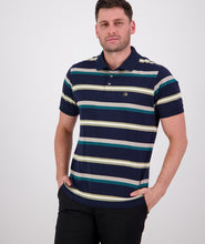 Load image into Gallery viewer, Swanndri Winfred Stripe Polo - Pine/Pebble
