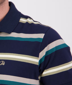 Swanndri Winfred Stripe Polo - Pine/Pebble