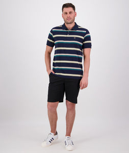 Swanndri Winfred Stripe Polo - Pine/Pebble