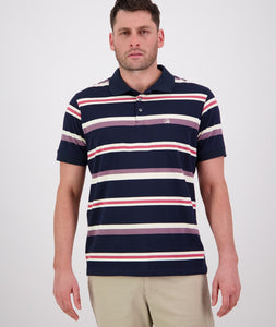 Swanndri Winffred Stripe Polo - Red/Ivory