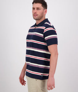 Swanndri Winffred Stripe Polo - Red/Ivory