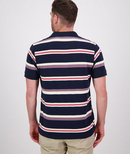 Swanndri Winffred Stripe Polo - Red/Ivory