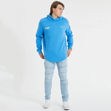 Load image into Gallery viewer, Nena &amp; Pasadena Ozone Hooded Dual Curved Sweater - Pigment Azure Blue
