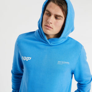 Nena & Pasadena Ozone Hooded Dual Curved Sweater - Pigment Azure Blue