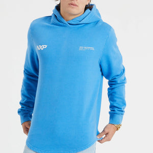 Nena & Pasadena Ozone Hooded Dual Curved Sweater - Pigment Azure Blue