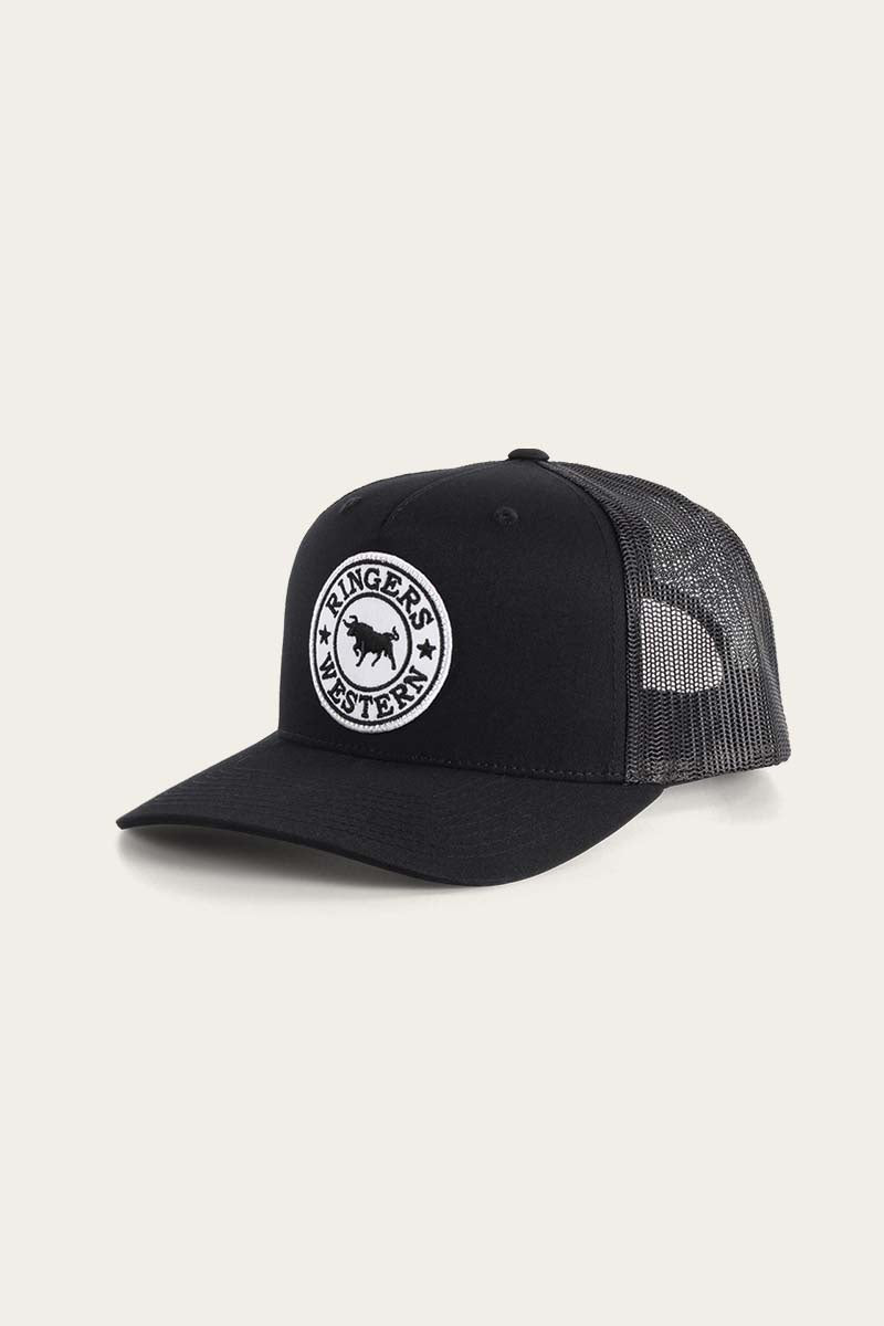 Ringers Western Signature Bull Trucker Cap - Black + White Patch
