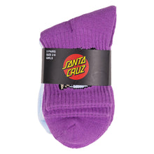 Load image into Gallery viewer, Santa Cruz Oval Dock Mid Sock 3Pk - Magenta/White/Blue Aura
