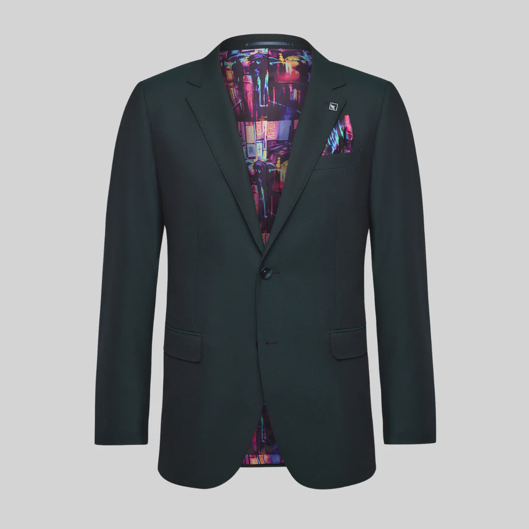 Savile Row Abram Travel Pure Wool Suit - Forest