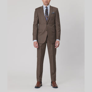 Savile Row Abram Textured Pure Wool Suit - Latte