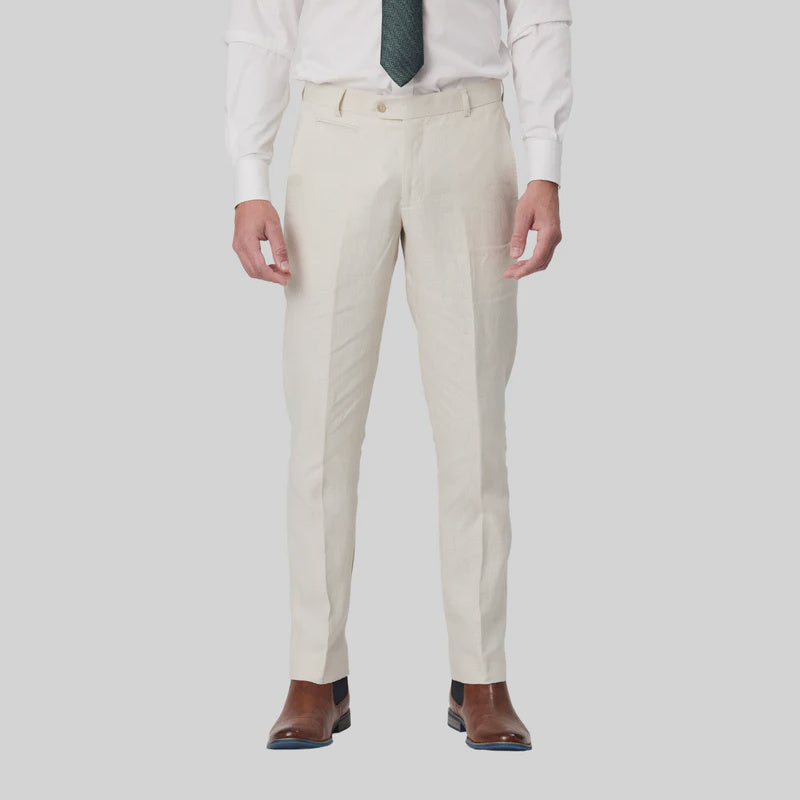 Savile Row Jesse Pure Linen Trousers - Ecru