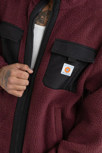 Rhythm Sherpa Zip Thru Fleece - Oxblood