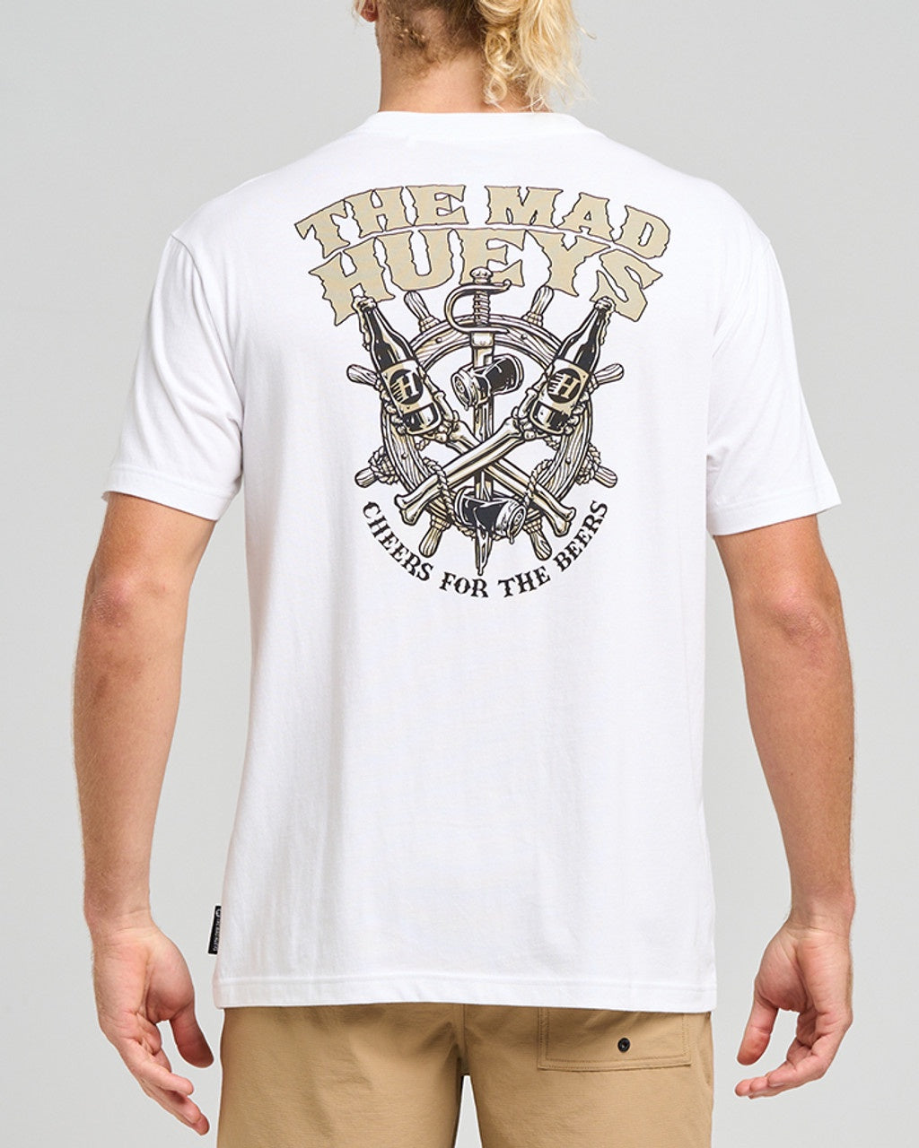 The Mad Hueys Ship Wheel Beers Tee - White