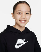 Load image into Gallery viewer, Nike Sportswear Club Fleece Youth Crop Hoody - Black/White
