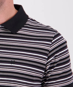 Swanndri Sandhurst Stripe Polo - Black/Light Taupe