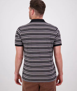 Swanndri Sandhurst Stripe Polo - Black/Light Taupe