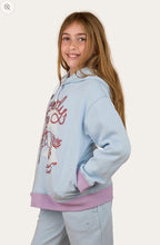 Load image into Gallery viewer, Ringers Western Stardust Girls Oversized Pullover Hoodie - Barely Blue
