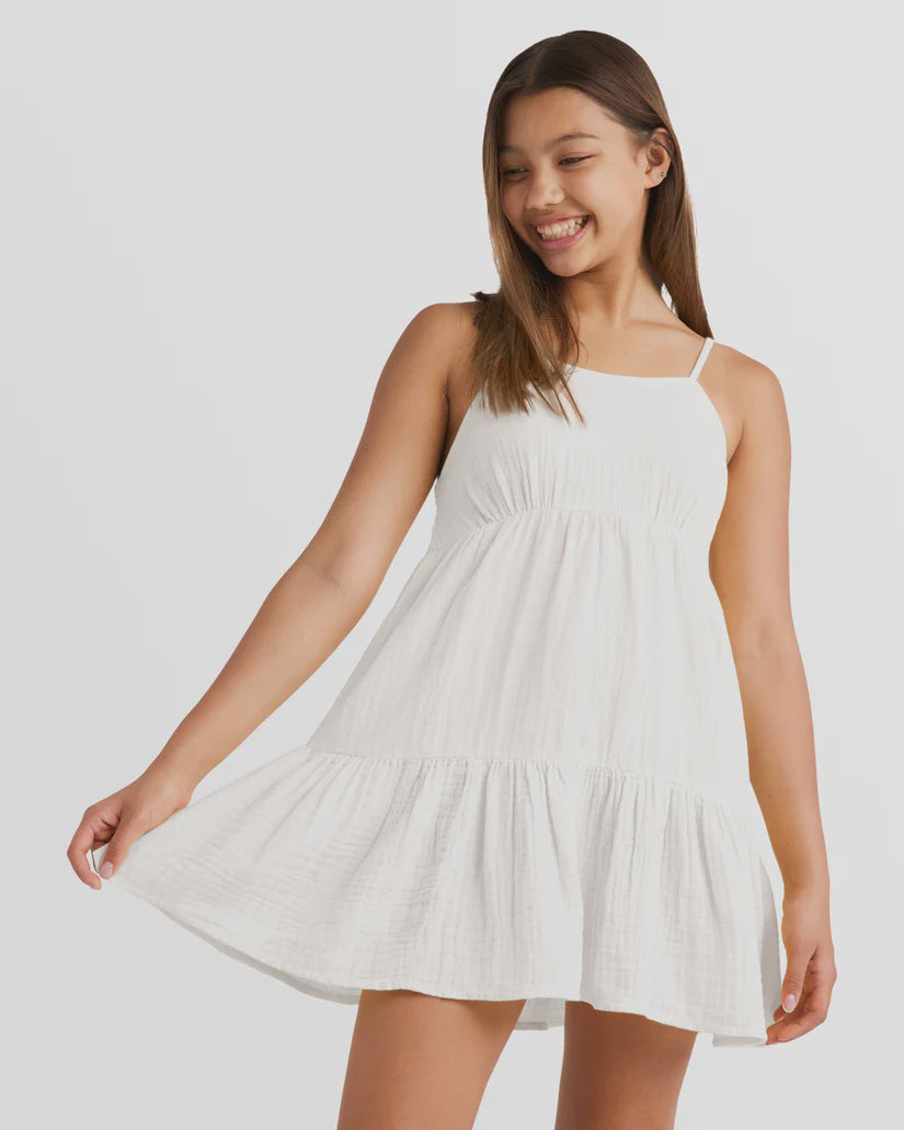 Billabong Girls Wave After Wave Dress - Salt Crystal