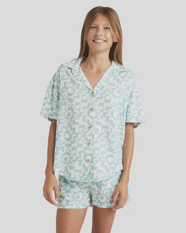 Billabong Lost On You Shirt (6-14) - Misty Blue