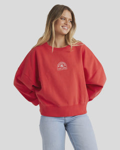 Billabong Salty Babe Cabo Crew Neck - Red Aloha
