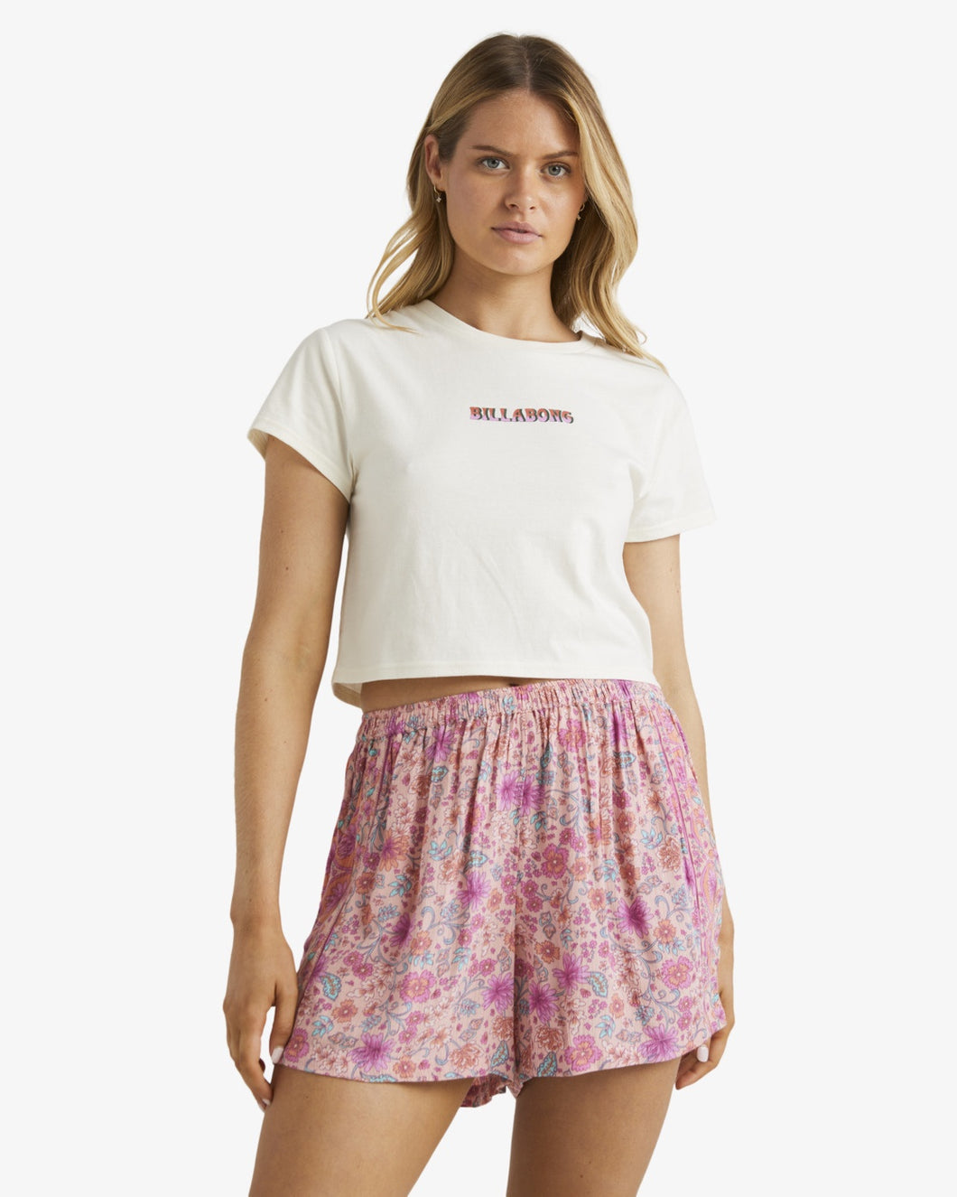Billabong La Plage  Elastic Waist Shorts - Pink