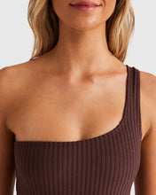 Load image into Gallery viewer, Billabong Terry Rib One Shoulder One Piece - Choc Cherry
